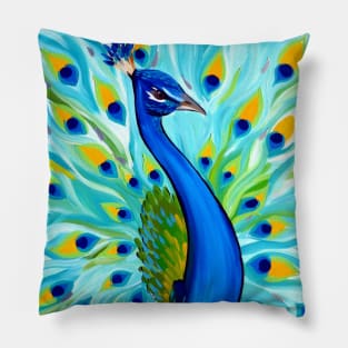 Aqua Peacock Pillow