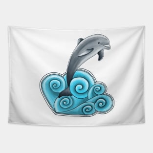 Dolphin in the Waves Tapestry