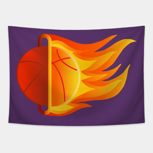 basketball that burns and passes through the hoop Tapestry by duxpavlic