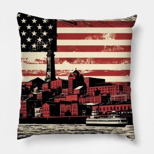 Portland Maine Skyline City of USA Pillow