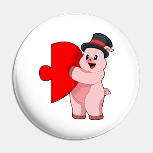 Pig Groom Heart Wedding Pin