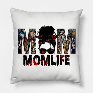 Horror film mom life messy bun Pillow