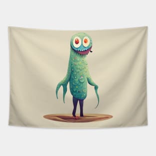 Silly Green Cute Monster Tapestry
