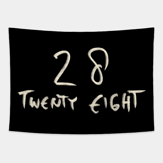 Hand Drawn Letter Number 28 Twenty Eight Tapestry by Saestu Mbathi