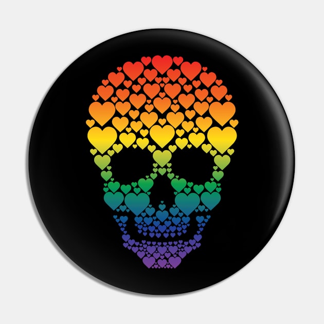 Rainbow Hearty Skull Pin by nerdfelt