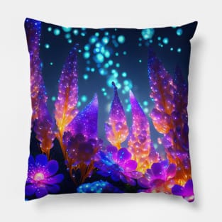 Abstract Neon night lit flower scene Pillow