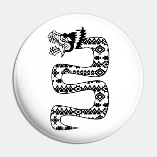 Aztec pattern snake dragon black Pin