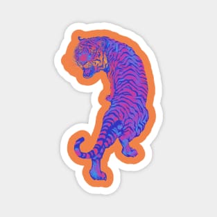 Cyberpunk Neon Pink and Blue Tiger Magnet