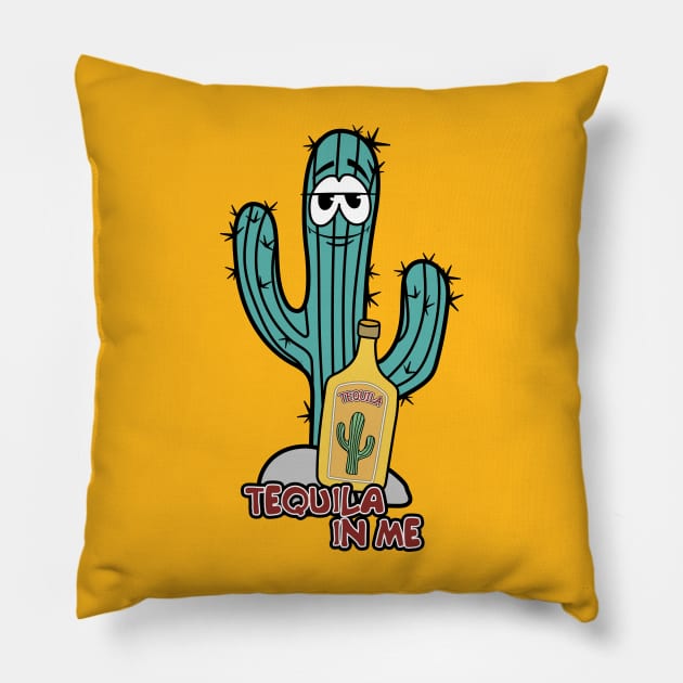 Mexican cactus with tequila Pillow by AliJun