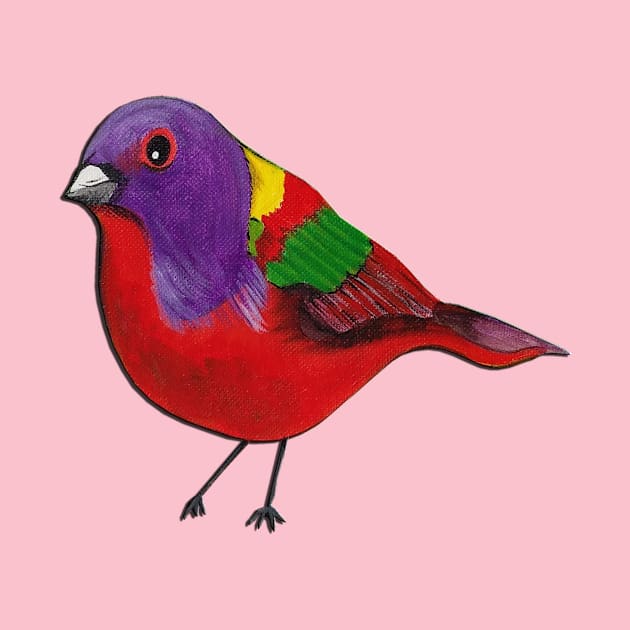 Painted bunting , cute bird by PaintingsbyArlette