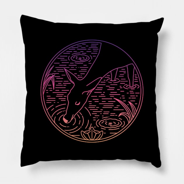 Deer Line (Gradient) Pillow by quilimo