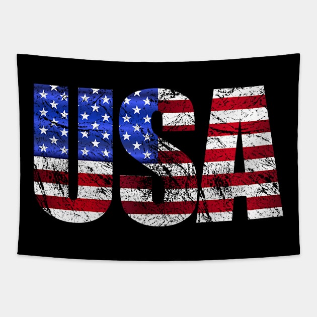 Used Look Grunge USA Writing Flag Design Tapestry by az_Designs