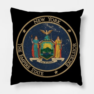 Vintage New York USA United States of America American State Flag Pillow