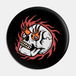 burning skull Pin