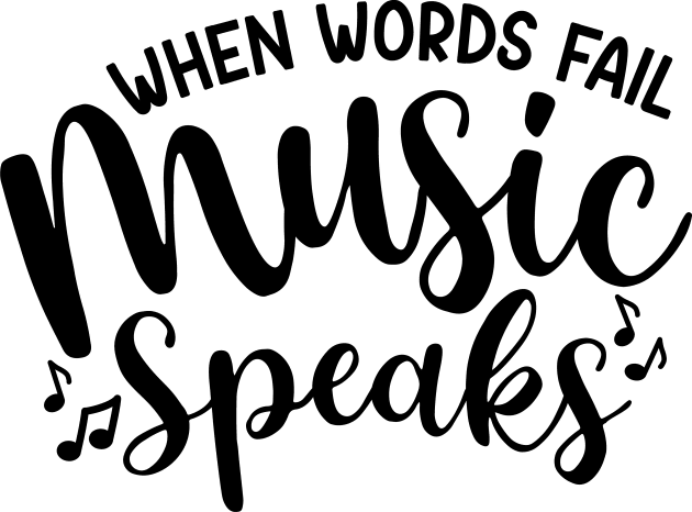 When Words Fail Music Speaks Kids T-Shirt by GlimmerDesigns