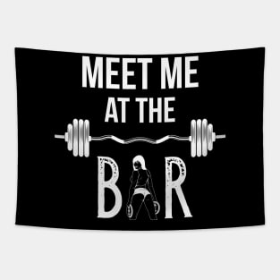 Meet Me At The Bar Workout Weightlifting Gym Tapestry