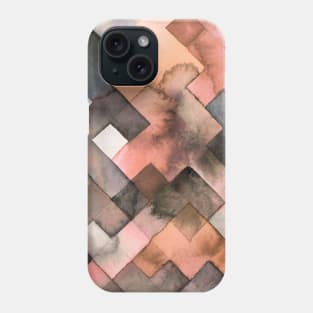 Pocket- geometric squares brown Phone Case