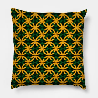 Geometric yellow and green diamond, circles and squares set collage Pillow