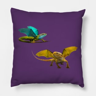 Yellow and Blue Dragon on Purple Pillow