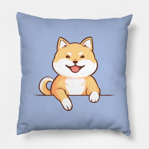 Shiba Inu Table Blue Pillow by KucingKecil