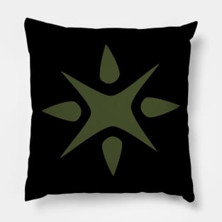 Large Geometric abstract snowflake in forest green Pillow