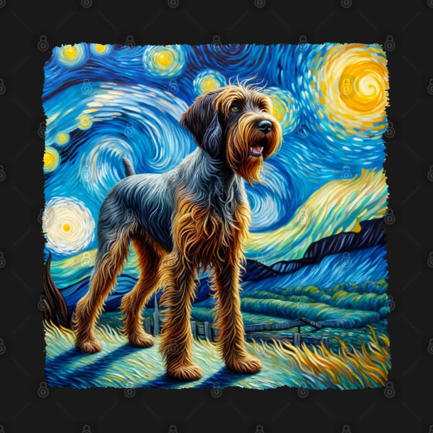 Starry Wirehaired Pointing Griffon Dog Portrait - Pet Portrait by starry_night