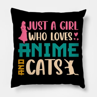 just a girl who loves anime cats t shirt Pillow