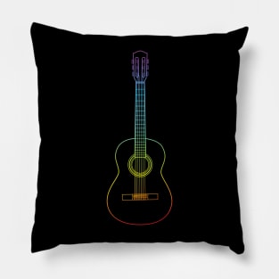 Classical Acoustic Guitar Colorful Outline Pillow