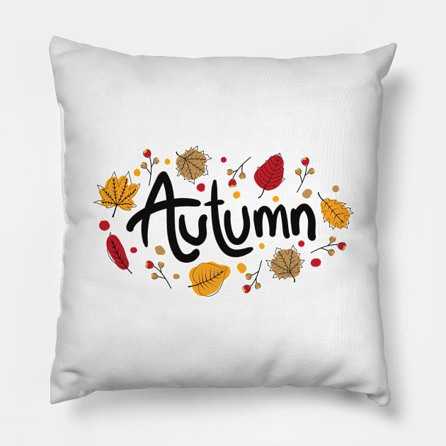 Hello Autumn Leaves Quote September October Seasons Pumpkin Motivational Inspirational Love Cute Funny Gift Sarcastic Happy Fun Witty Pillow by EpsilonEridani