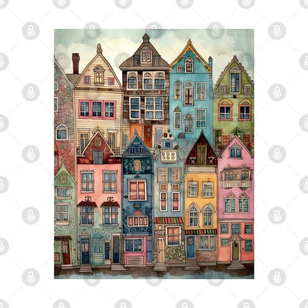 Watercolor houses 2 by summer-sun-art