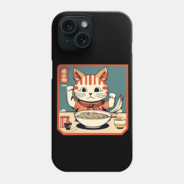 Cat eat ramen Phone Case by Ilustradamus