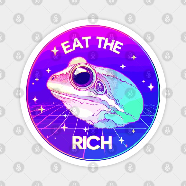 Purple Psychedelic Eat the Rich Frog Magnet by TomFrontierArt