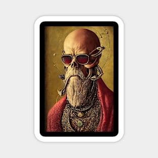 Surreal renaissance skull god with sunglasses Magnet