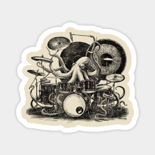 Octopus Playing Drums - Drummer Funny Magnet