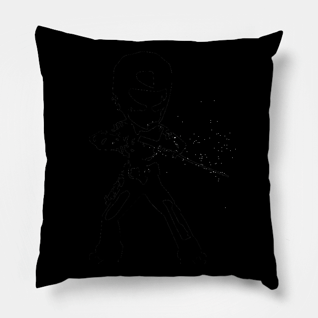 Nine-Tailed Fox (kimono) minimal silhouette white Pillow by WannabeArtworks