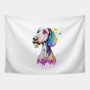 Bedlington Terrier Dog In Watercolor & Pen Tapestry