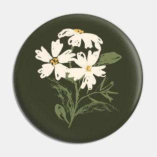 Three flowers on green background Pin