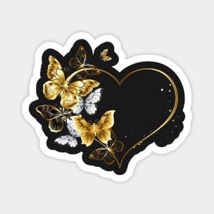 Heart with Golden Butterflies Magnet