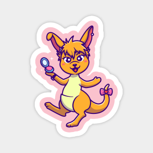 Cute Kangaroo With Make Up Cartoon Magnet