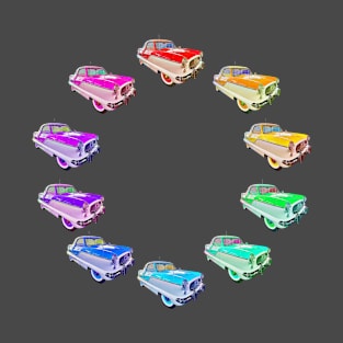 Nash Metropolitan (rainbow colors in a circle) - classic vintage cars reimagined T-Shirt