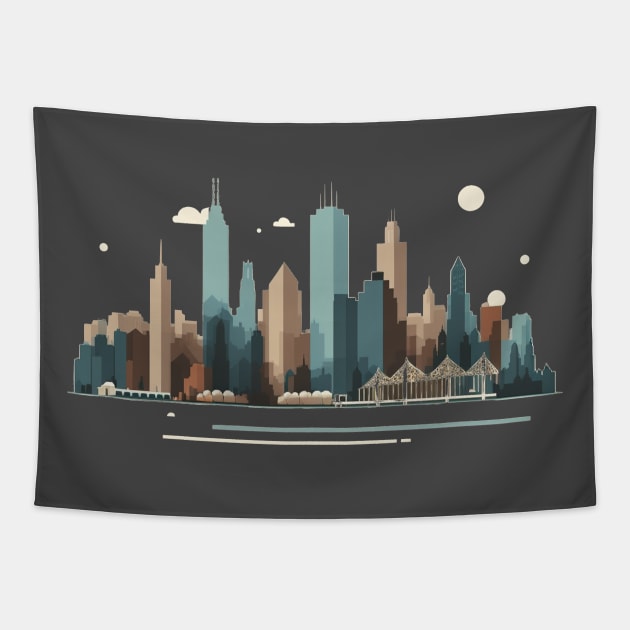 Chicago Skyline Tapestry by Andrew World