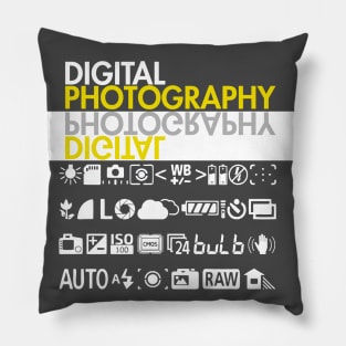 Photographer Digital Photography DSLR Camera Symbols Settings Pillow