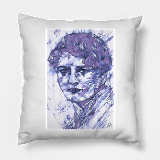 ZELDA FITZGERALD watercolor and ink portrait .1 Pillow