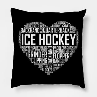 Love Ice Hockey Heart Pillow