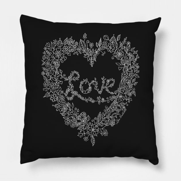 LOVE! (it's white on black) Pillow by louendicott