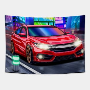 Honda Civic (2006) in Cyberpunk city Tapestry