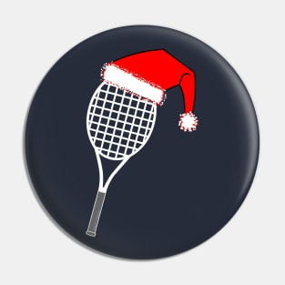 White Tennis Racket Santa Hat Pin