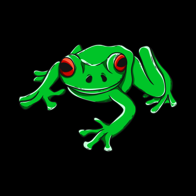 Tree Frog Green Amphibian Illustration by Foxxy Merch