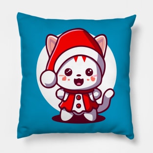 Cute Cat Wearing Santa Suit Pillow