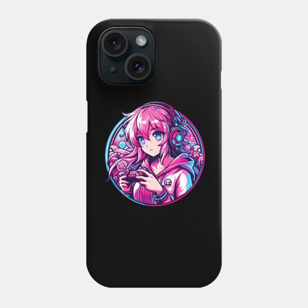 Pink lovely gamer girl Phone Case by Japanese Fever